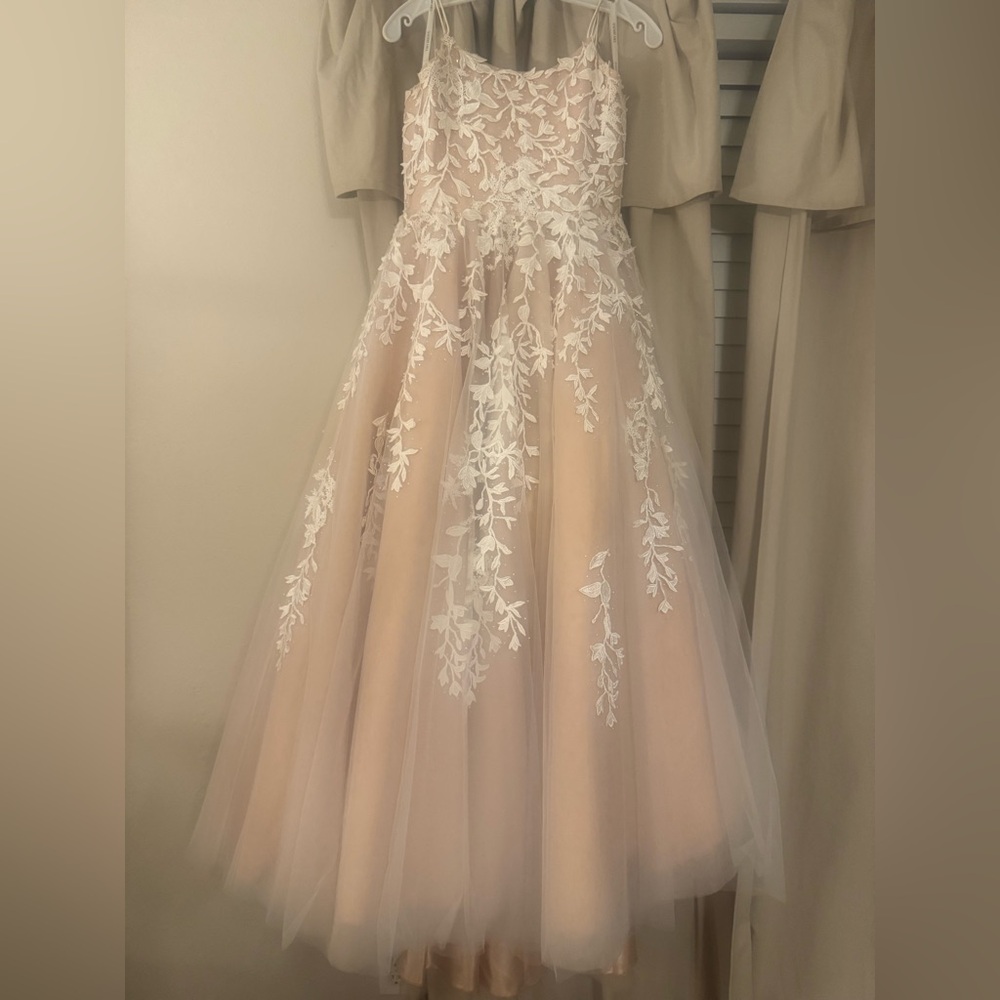 Sherri Hill White Cream A-line Scoop Neck Dress